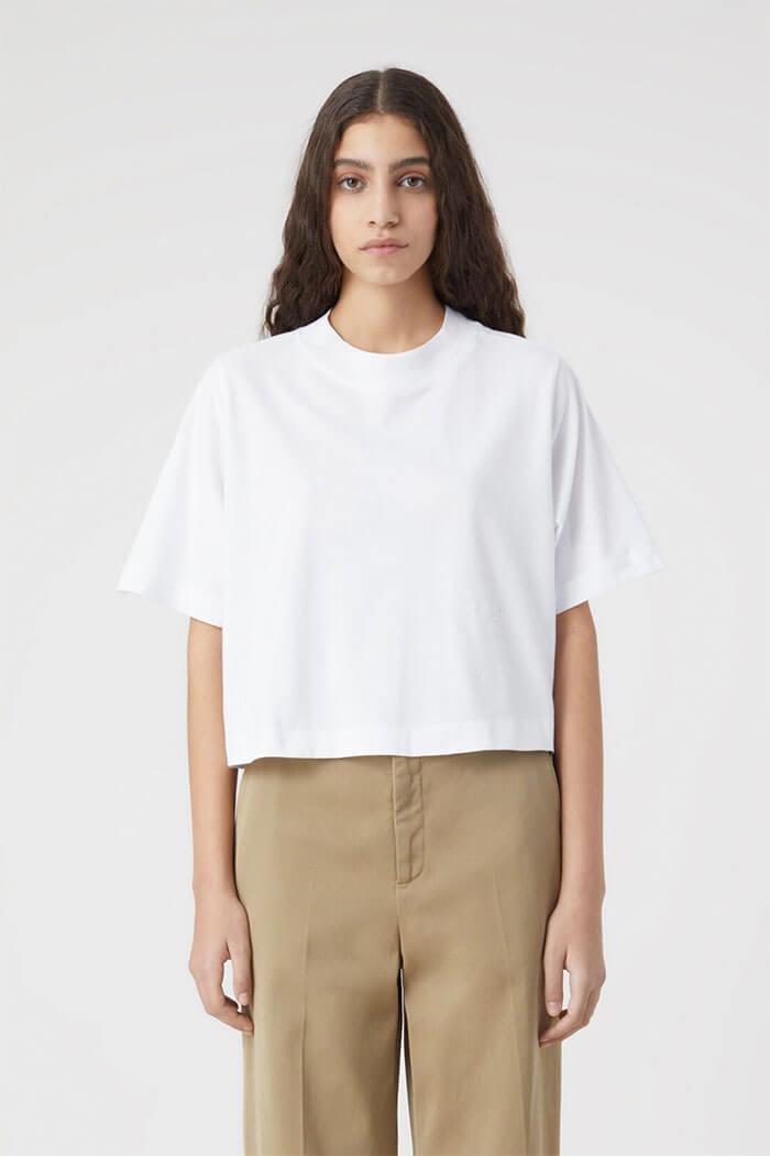 Closed, C95092 Cropped T-shirt, White