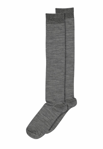 MP Denmark, wool - silk knee socks, Medium Grey Melange
