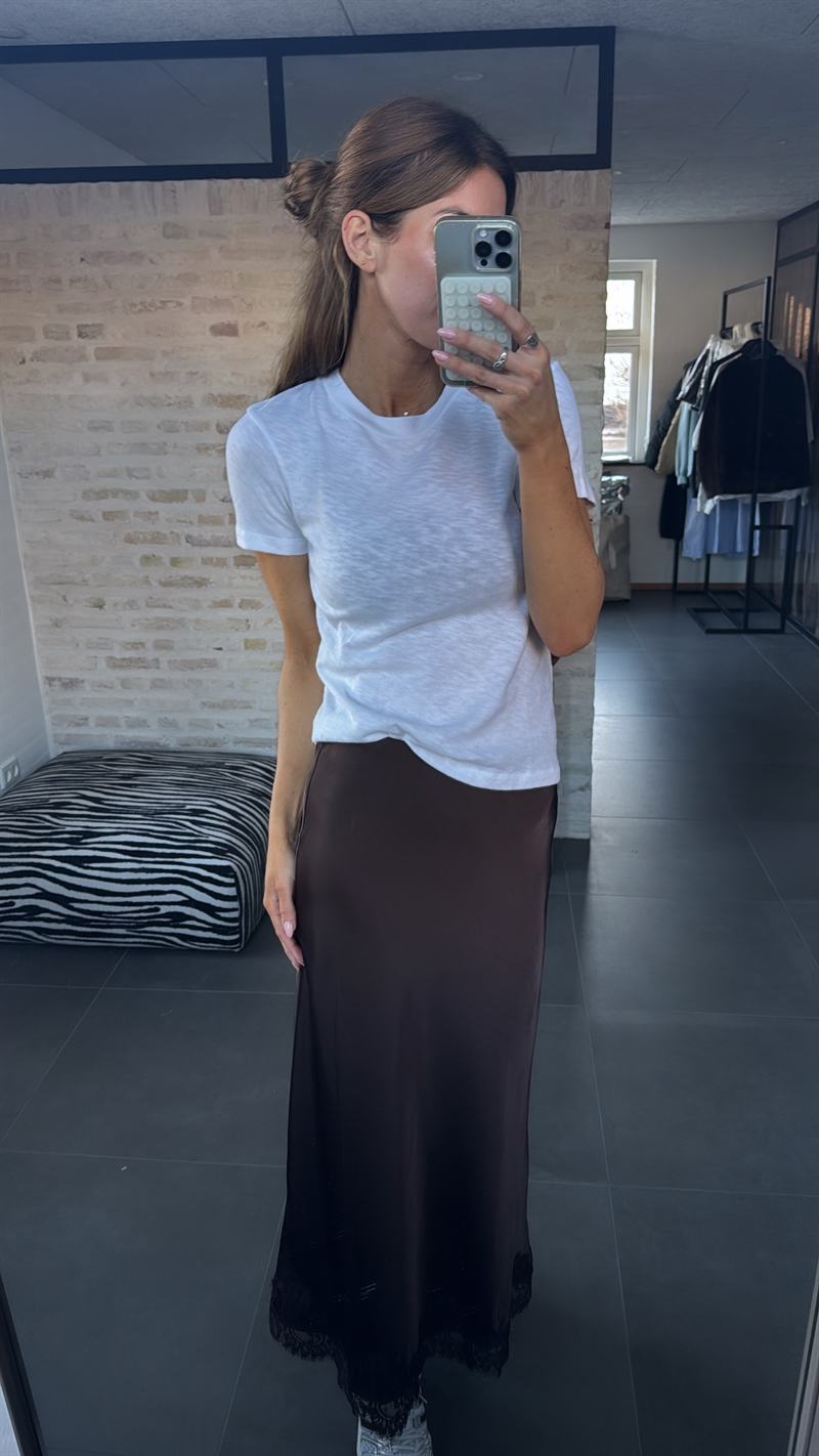 Line Slip Lace Skirt, Seal Brown