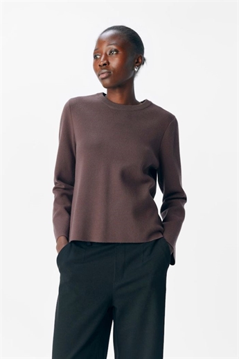Reya Square Sleeve O-neck, Seal Brown
