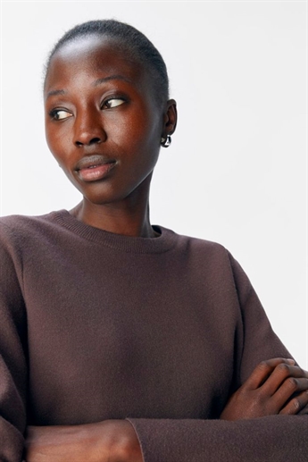 Reya Square Sleeve O-neck, Seal Brown