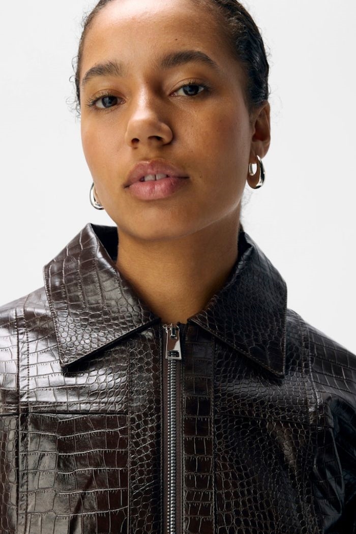 Mia Croco Jacket, Seal Brown
