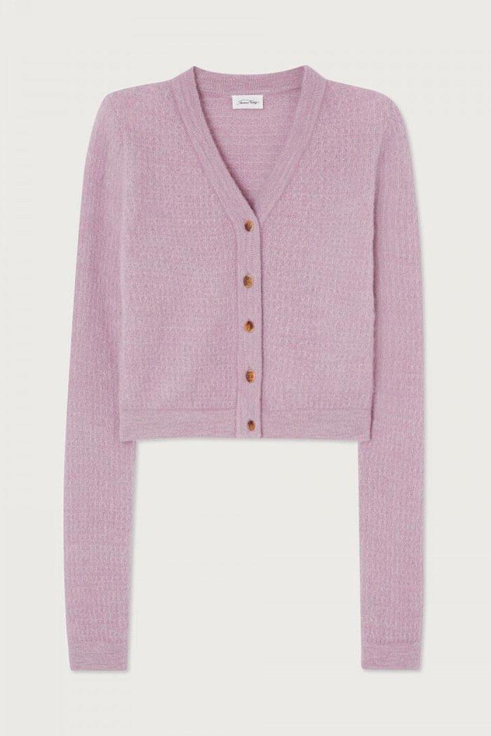American Vintage, VITO19C Cardigan, Lilac Melange 
