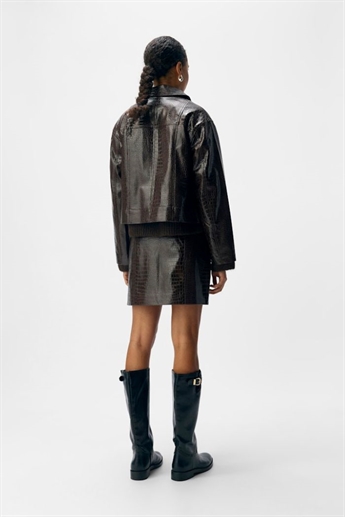 Mia Croco Jacket, Seal Brown