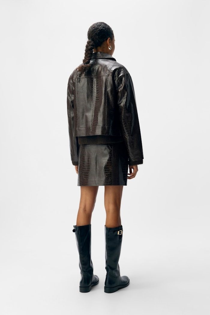 Mia Croco Jacket, Seal Brown