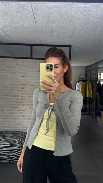 Kitty, LS Tie Cardigan, Grey Melange