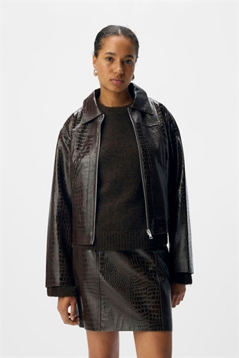Mia Croco Jacket, Seal Brown