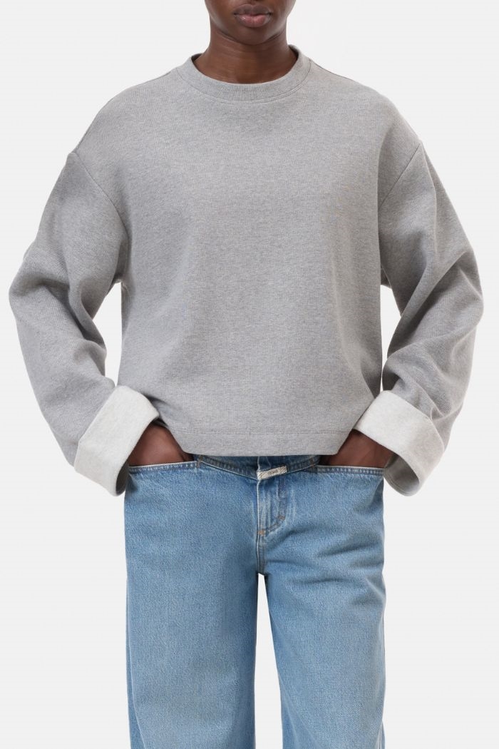 Closed, C95733 Turn-on longsleeve, Light grey melange