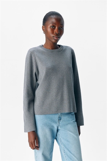 Reya Square Sleeve O-neck, Medium grey melange