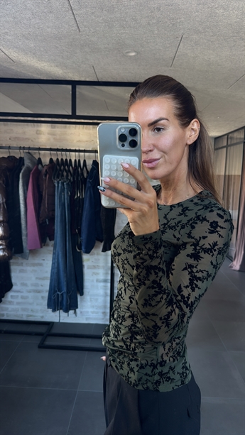 Adel Slim Mesh Top, Dark green