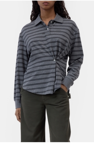 Closed, C95182, Polo Shirt, Dark Grey Melange