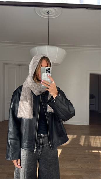 Scarf Knit Balaclava, Hummus Melange