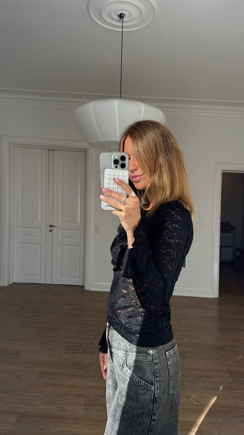 Ina, Lace Blouse, Black