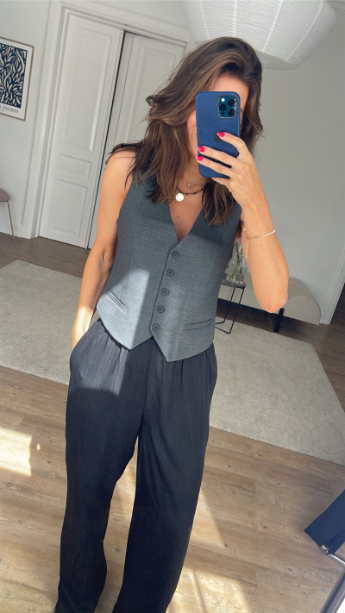 Rita Vest, Dark Grey Melange
