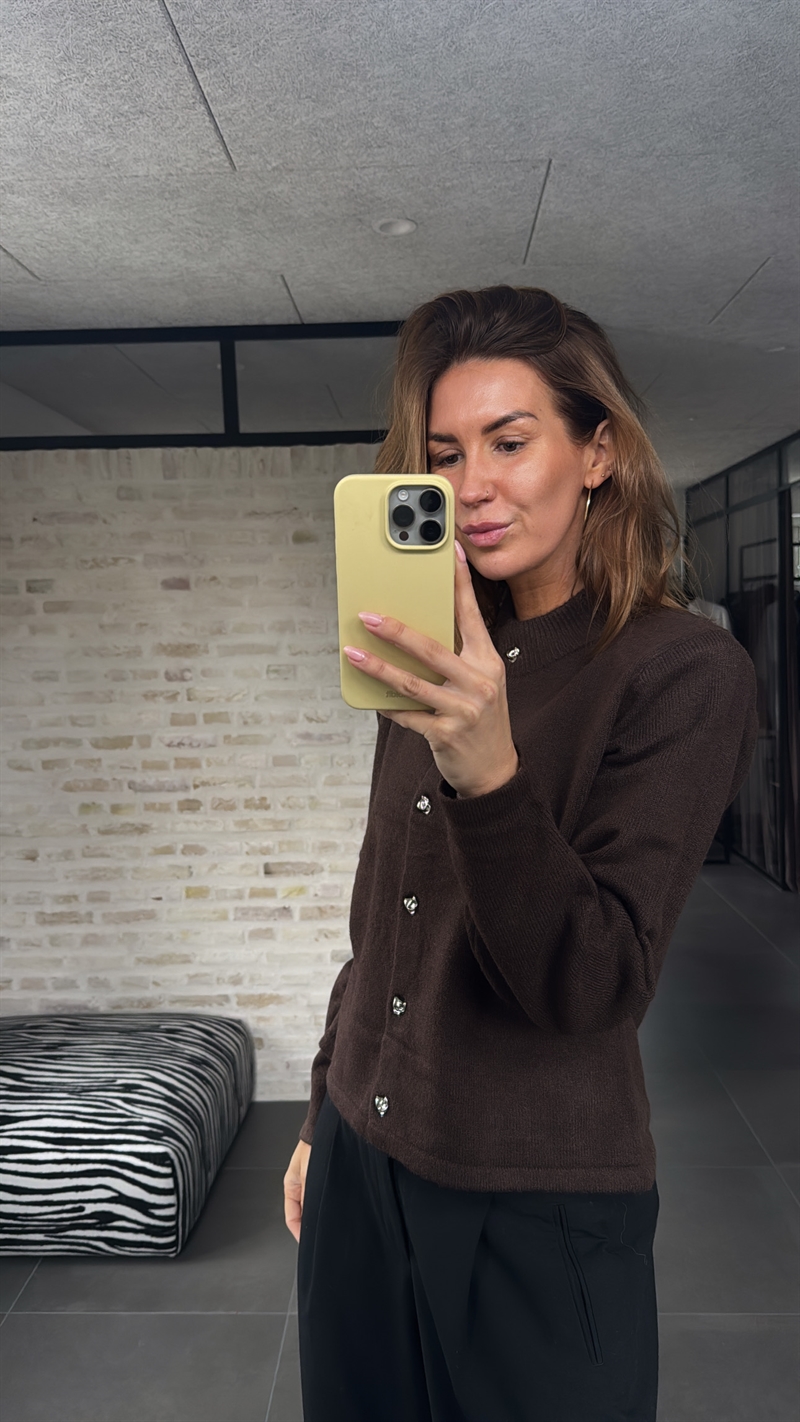 Zarah, Knit Cardigan Jacket, Brown