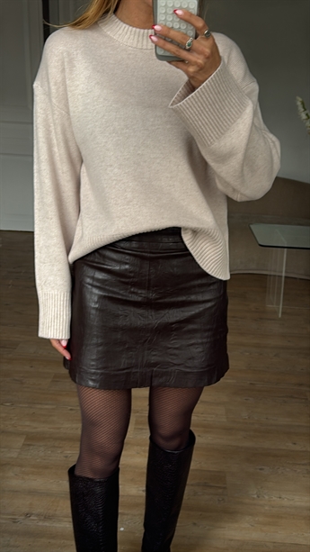 Karma Crinkle Leather Skirt, Delicious
