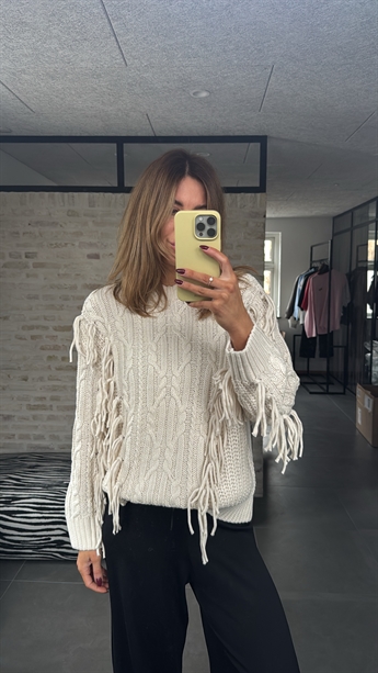 Aura, Fringe Knit, White Sand