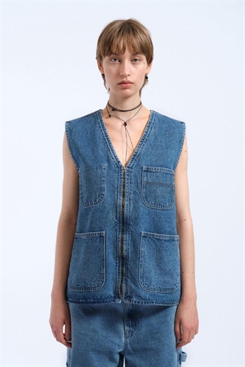 Dr. Denim, Denver Worker vest, Stream Sky Retro