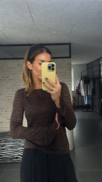 Ina, Lace Blouse, Seal Brown