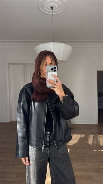 Scarf Knit Balaclava, Seal Brown