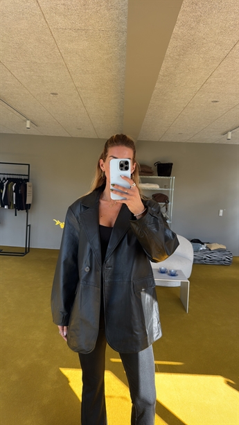 Luna, Leather Blazer Jacket, Black