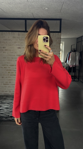 Reya Square Sleeve O-neck, Poinsettia