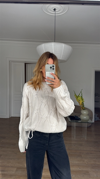 Linea, Pullover Tie Knit, White Sand