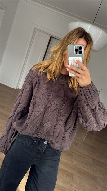 Linea, Pullover Tie Knit, Seal Brown