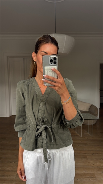 Ba&sh, Lavina long-sleeved top, Kaki