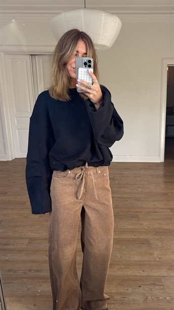 Moji Lima, Mid Waisted Wide Pants, Tannin/black