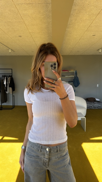 Closed, C95766, Pointelle Rib Tee, White