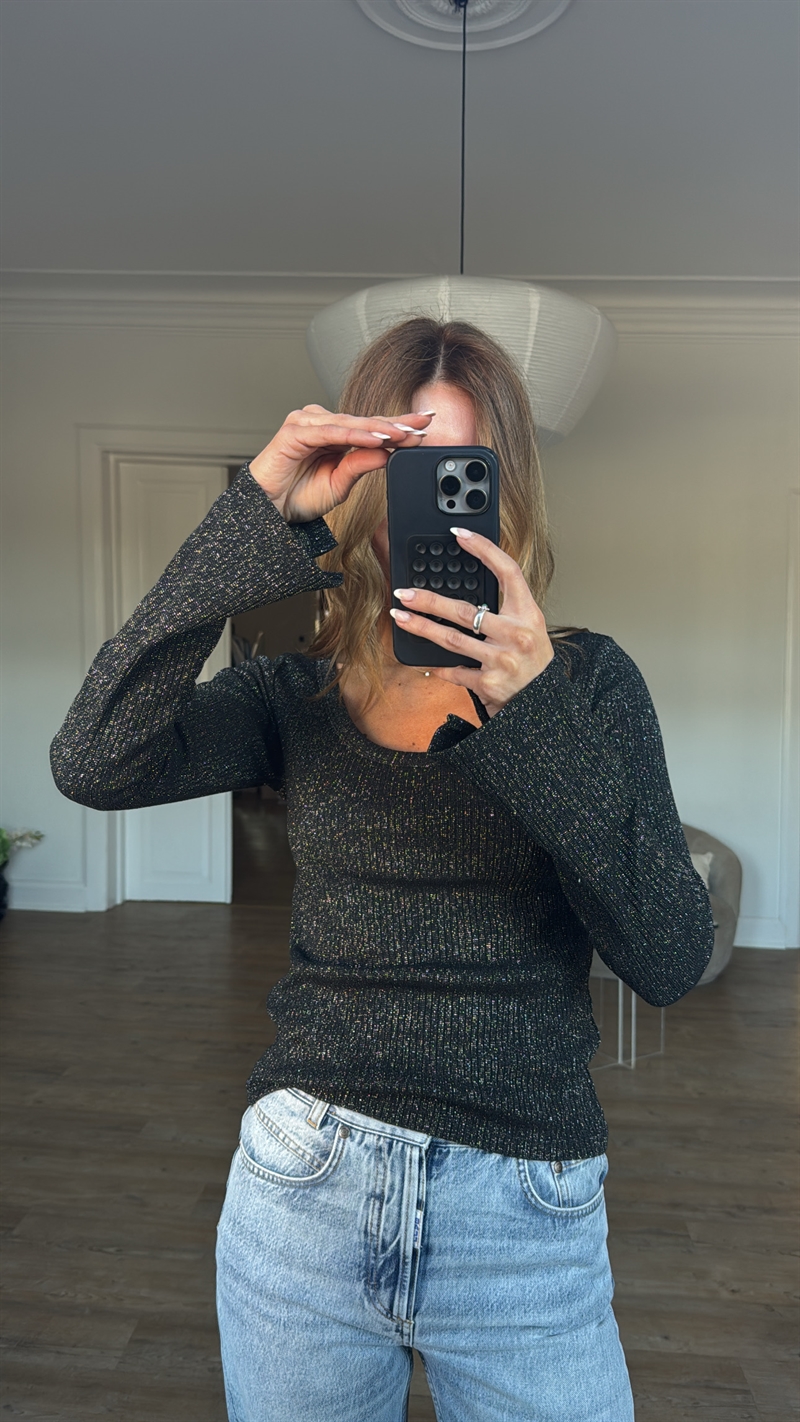 ba&sh, Lily Flare Knit, Black/Silver
