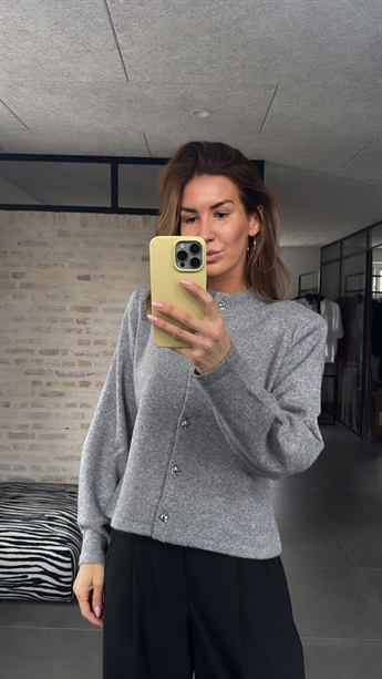 Zarah, Knit Cardigan Jacket, Medium Grey