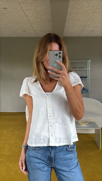 Minie, Flower Blouse, White