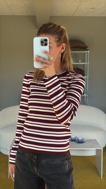 Esther, Stripe Pullover, Wine / Roseate