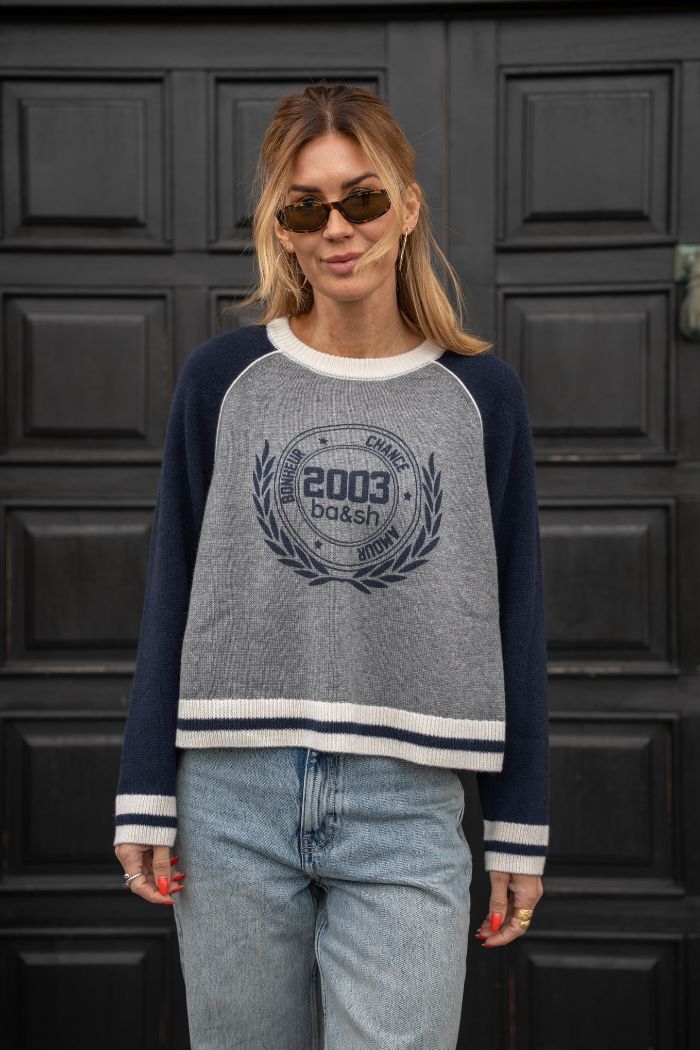 Ba&sh, Collette Knit, Grey/Navy
