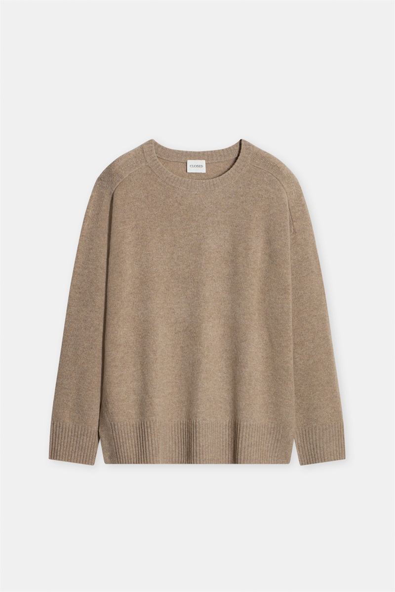 Closed, C96820, Crewneck Knit, Hazel Beige