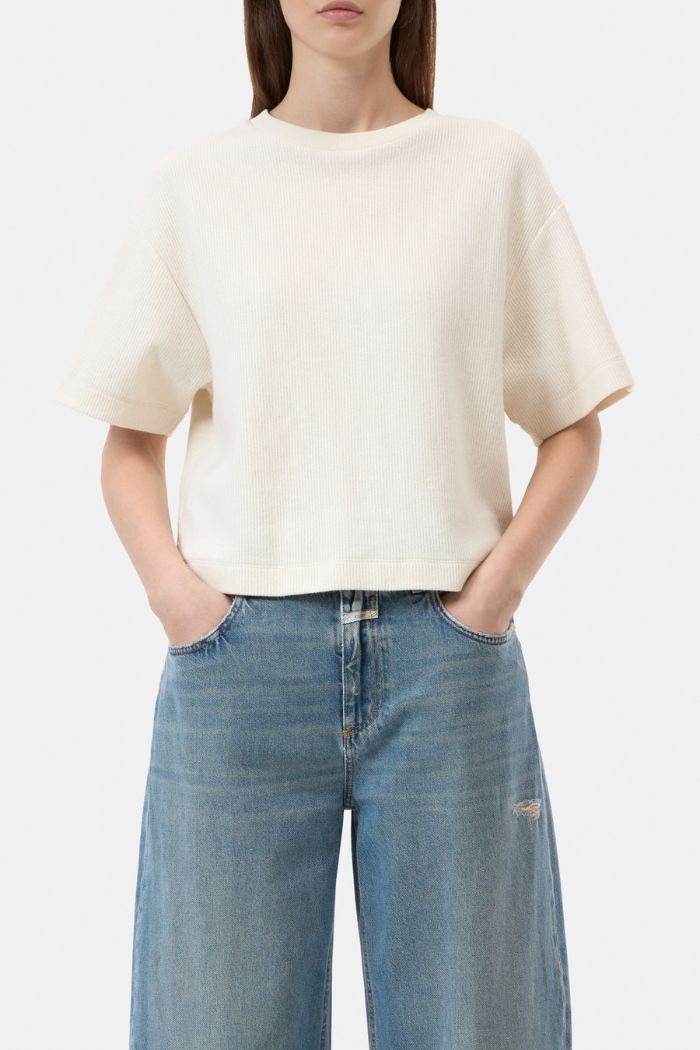 Closed, C95615 Back Slit T-shirt, Ecry
