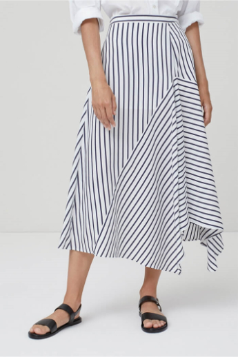 Closed, Striped Viscose Mix Skirt, Dark night
