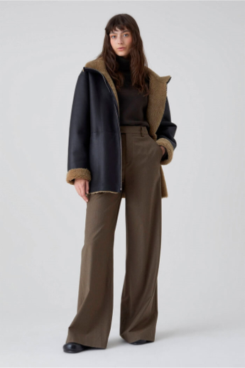 Closed, C97420, Shearling zipper jacket, Black
