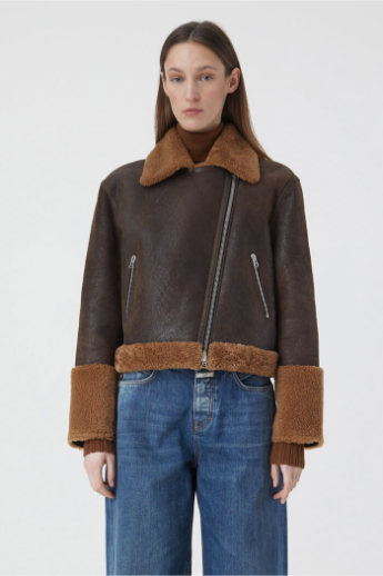 Closed, Shearling Jacket, c97186, Mocha