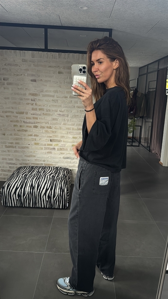 American Vintage, JAZ10B, Loose Pants, Washed Black