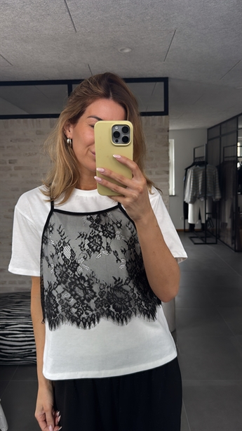 Kelly, Lace Layer Tee, Black / White