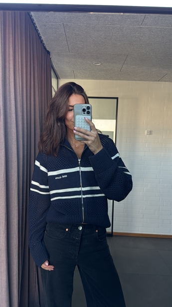 Oval Square, Snow Zip Cardigan, Dark Navy