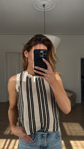 Summer Top, Sandshell/Black