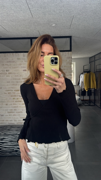 Kylie, Wrap Blouse, Black