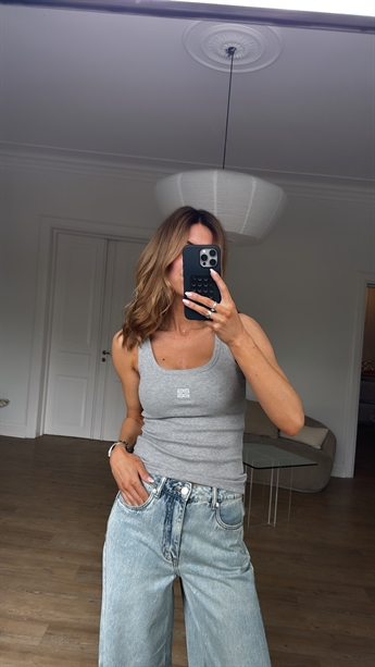GESTUZ, Drew Logo Top, Grey Melange