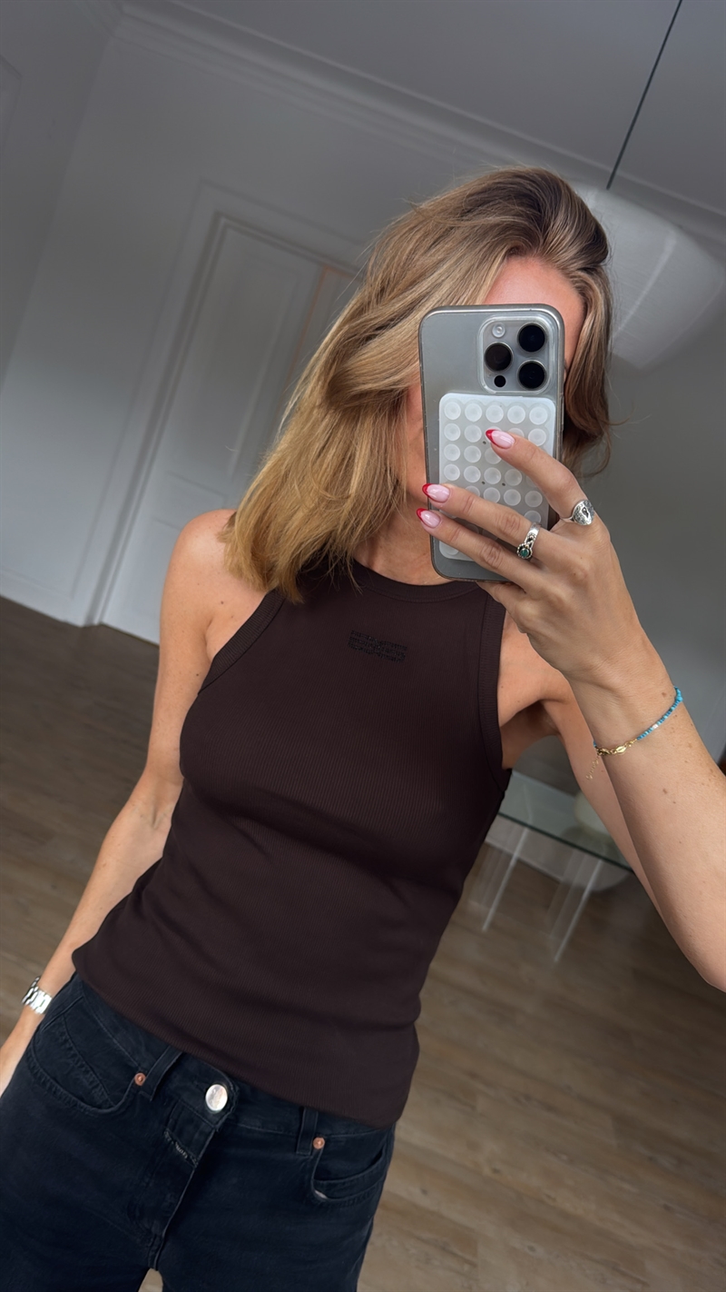 GESTUZ, Drew Rhinstone Tank Top, Mole Brown