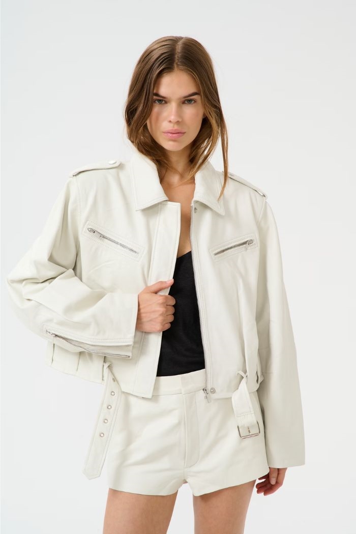Gestuz, Katri Leather Jacket, White
