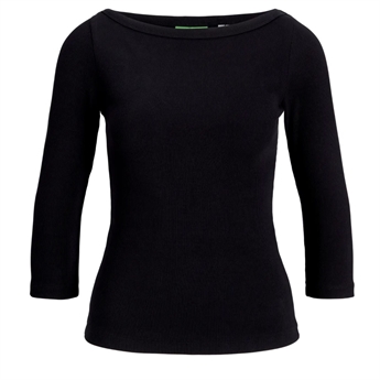 Hailey, Boat Neck Rib Tee, Black